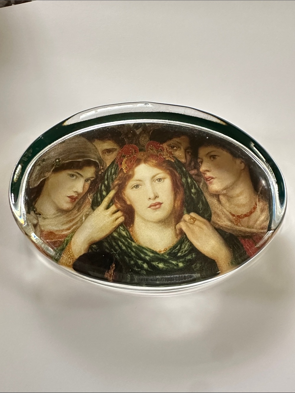 Vintage-Style Decorative Glass Paperweight with Classic Portrait